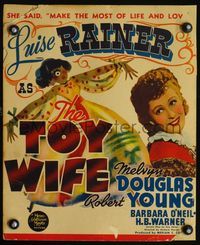 2t443 TOY WIFE window card movie poster '38 Luise Rainer, wild strange artwork of one-eyed woman!