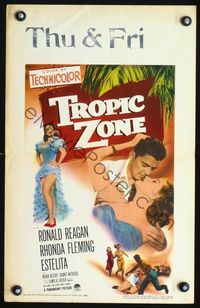 2t445 TROPIC ZONE WC '53 great art of Ronald Reagan romancing Rhonda Fleming, plus sexy Estelita!