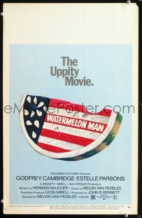 2t470 WATERMELON MAN window card movie poster '70 patriotic watermelon artwork, the uppity movie!
