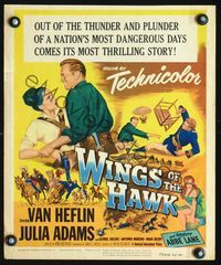 2t486 WINGS OF THE HAWK WC '53 art of Van Heflin grabbing Julia Adams, directed by Budd Boetticher!
