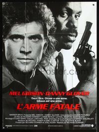 2u467 LETHAL WEAPON French 1panel '87 great close image of cop partners Mel Gibson & Danny Glover!