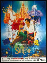 2u473 LITTLE MERMAID French one-panel movie poster '89 Ariel & cast, Disney underwater cartoon!