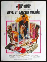 2u474 LIVE & LET DIE French one-panel '73 art of Roger Moore as James Bond by Robert McGinnis!