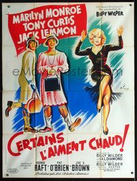 2u556 SOME LIKE IT HOT French 1p R60s art of sexy Marilyn, Curtis & Lemmon by Boris Grinsson!