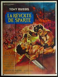 2u559 SPARTAN GLADIATORS French 1p '64 great sword and sandal artwork of men fighting hand to hand!