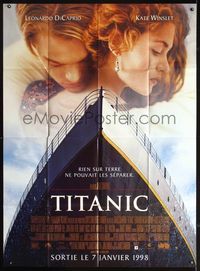 2u576 TITANIC advance French one-panel poster '97 Leonardo DiCaprio, Kate Winslet, James Cameron