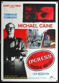 2u175 IPCRESS FILE Italian one-panel movie poster R67 Michael Caine in the spy story of the century!