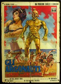 2u176 JASON & THE ARGONAUTS Italian 1panel '63 completely different art of colossus by M. Copizzi!
