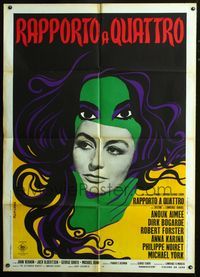 2u182 JUSTINE Italian one-panel poster '69 really cool different art of Anouk Aimee by Papuzza!