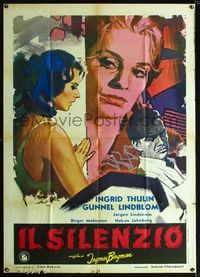 2u268 SILENCE Italian one-panel poster R70s Ingmar Bergman's Tystnaden, art of sexy Ingrid Thulin!