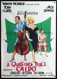 2u275 SOME LIKE IT HOT Italian 1p R70s different art of sexy Marilyn w/Curtis & Lemmon by Olivetti!