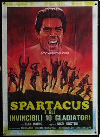 2u279 SPARTACUS & THE TEN GLADIATORS Italian 1p R80s art of Dan Vadis & his men attacking by Aller!