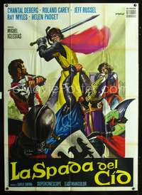 2u287 SWORD OF EL CID Italian 1p R70s cool art of knights in full armor fighting w/swords by Franco!