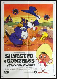 2u288 SYLVESTER & TWEETY, DAFFY & SPEEDY SHOW Italian 1p '81 Looney Tunes, wacky Civil War image!