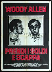 2u291 TAKE THE MONEY & RUN wanted poster style Italian one-panel R70s wacky Woody Allen mugshot!