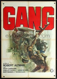 2u294 THIEVES LIKE US Italian one-panel '74 Robert Altman, cool different art of gangster gunfight!