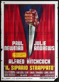2u302 TORN CURTAIN Italian 1panel R72 Alfred Hitchcock, cool different art of knife cutting curtain!