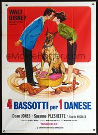 2u305 UGLY DACHSHUND Italian 1p R70s Walt Disney, great art of Great Dane with weiner dogs!