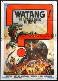 2u028 GODZILLA VS. THE THING Italian two-panel '70 best monster art, how much terror can you stand!