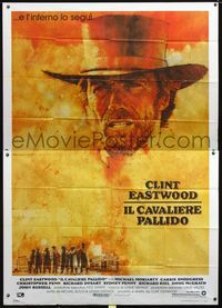 2u052 PALE RIDER Italian two-panel '85 great artwork of cowboy Clint Eastwood by C. Michael Dudash!