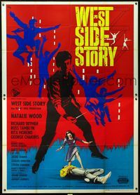 2u076 WEST SIDE STORY Italian two-panel movie poster '62 classic musical, wonderful artwork by Nano!