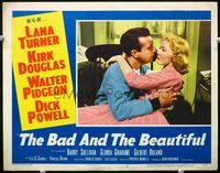 2v024 BAD & THE BEAUTIFUL lobby card #5 '53 great close up of Dick Powell & Gloria Grahame kissing!