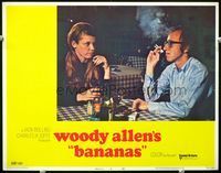 2v025 BANANAS LC #8 '71 classic image of Woody Allen smoking two cigarettes with Louise Lasser!