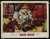 2v028 BEN-HUR lobby card #8 '60 great image of Charlton Heston with whip by horses in chariot race!