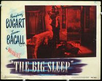 2v031 BIG SLEEP movie lobby card #7 '46 Humphrey Bogart standing with gun pointed at man on floor!