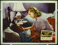 2v047 CALL NORTHSIDE 777 lobby card #7 '48 Jimmy Stewart is tucked into bed by pretty Helen Walker!
