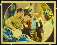 2v050 CHAINED movie lobby card '34 Joan Crawford smiles at Clark Gable leaning on Stuart Erwin!