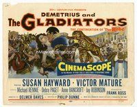 2v398 DEMETRIUS & THE GLADIATORS title lobby card '54 art of Biblical Victor Mature & Susan Hayward!