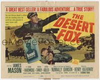 2v399 DESERT FOX title lobby card '51 artwork of James Mason as Field Marshal Erwin Rommel at war!