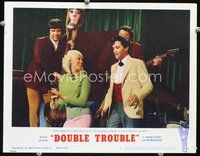 2v081 DOUBLE TROUBLE movie lobby card #7 '67 Elvis Presley with pretty girl & band on stage!