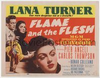 2v432 FLAME & THE FLESH TC '54 artwork of sexy brunette bad girl Lana Turner, plus Pier Angeli!