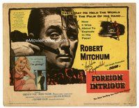 2v437 FOREIGN INTRIGUE title card '56 Robert Mitchum is the hunted, secret agents are the hunters!