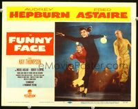 2v103 FUNNY FACE movie lobby card #1 '57 Audrey Hepburn on stage dancing in cool all-black outfit!