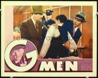 2v110 G-MEN movie lobby card '35 Lloyd Nolan apprehends bad guy, Cagney pointing gun in title area!