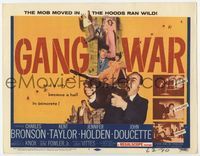 2v446 GANG WAR title card '58 young mobster Charles Bronson in a city that is Hell in concrete!