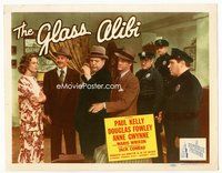 2v457 GLASS ALIBI title lobby card '46 Paul Kelly arrests crook as pretty Anne Gwynne looks on!