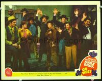 2v111 GO WEST movie lobby card '40 Groucho, Chico & Harpo Marx being held up by John Carroll!
