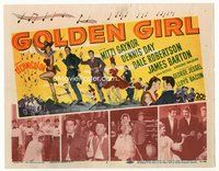 2v463 GOLDEN GIRL movie title lobby card '51 art of sexy Mitzi Gaynor, Dale Robertson & Dennis Day!