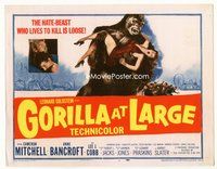 2v466 GORILLA AT LARGE title card '54 great art of giant ape holding screaming sexy Anne Bancroft!