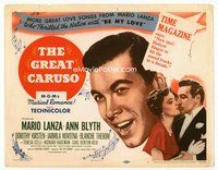 2v468 GREAT CARUSO title lobby card '51 huge close up headshot of Mario Lanza & with Ann Blyth!