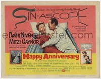 2v477 HAPPY ANNIVERSARY title card '59 great romantic art of David Niven & Mitzi Gaynor in bed!