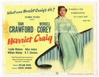 2v480 HARRIET CRAIG movie title lobby card '50 art of pretty Joan Crawford sliding down stair rail!