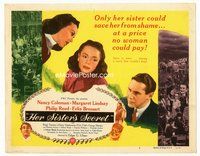 2v486 HER SISTER'S SECRET movie title lobby card '46 Edgar Ulmer, Nancy Coleman & Margaret Lindsay