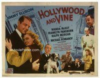2v498 HOLLYWOOD & VINE movie title lobby card '44 Jimmy Ellison loves Wanda McKay, Daisy the dog!