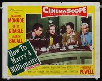 2v134 HOW TO MARRY A MILLIONAIRE LC #4 '53 Marilyn Monroe & Lauren Bacall eating at lunch counter!