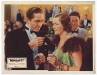 2v135 HUMANITY movie lobby card '33 Ralph Morgan & sexy Irene Ware have martinis at fancy party!